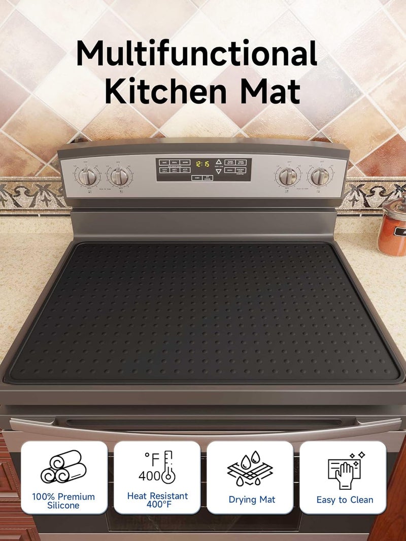 Bampanda Silicone Stove Top Cover for Electric Stove, Glass Stove Top Protector, Stovetop Cover Mat for Cooktop, Flat Range Cover, Oven Top Protector, Coffee Bar Mat, 28 x 20 in, Black - Image 4